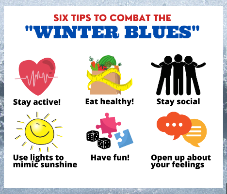 So many feel the Winter Blues when the days get shorter in the Winter.  Below are some tips to help combat those feelings.  ❄️