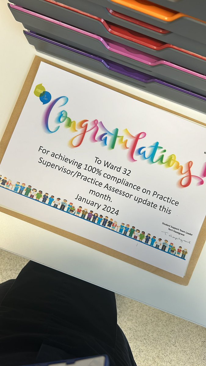 Well done Ward 32 with 100% compliance on practice supervisor and practice assessor 👏🏻 
<a href="/hannahR85869966/">hannah Ryan</a> <a href="/barnshospital/">Barnsley Hospital</a> <a href="/CBU1_BHNFT/">CBU1_BHNFT</a> <a href="/Cbu1Nurses/">Cbu1 Senior Nurses</a>