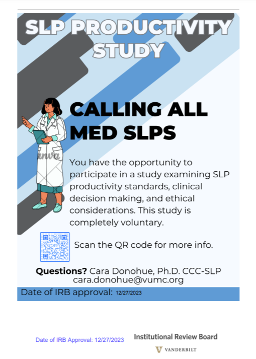 iRAD_Lab's tweet photo. Are you a Med SLP and interested in participating in a survey study? Check out this flyer below! https://t.co/IAVeJsxwTz