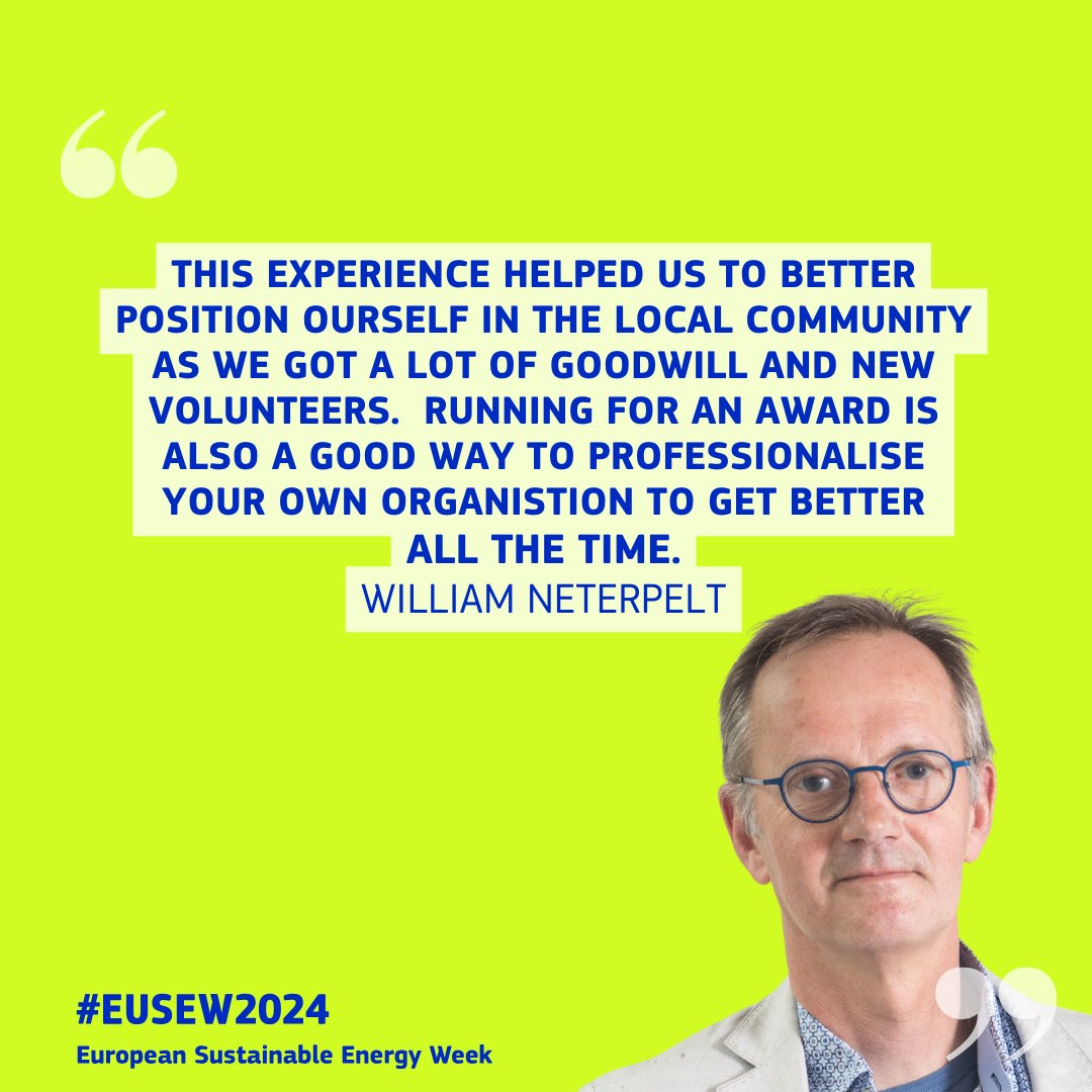European Sustainable Energy Week (@euenergyweek) on Twitter photo Listen up 📢
William Neterpelt from <a href="/DrechtseStromen/">Drechtse Stromen</a>, finalist of last year Awards has something to tell you!
Follow his suggestion and apply for #EUSEW2024 Awards europa.eu/!q8XY4w Listen up 📢
William Neterpelt from <a href="/DrechtseStromen/">Drechtse Stromen</a>, finalist of last year Awards has something to tell you!
Follow his suggestion and apply for #EUSEW2024 Awards europa.eu/!q8XY4w