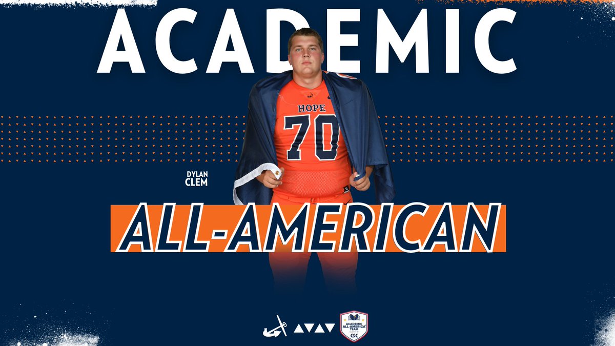 Meet offensive guard Dylan Clem, our latest selection to the Academic All-America® football teams as selected by the College Sports Communicators. The civil engineering major and Stevensville, MI, native is one of five first-team offensive linemen. #d3fb athletics.hope.edu/news/2024/1/23…