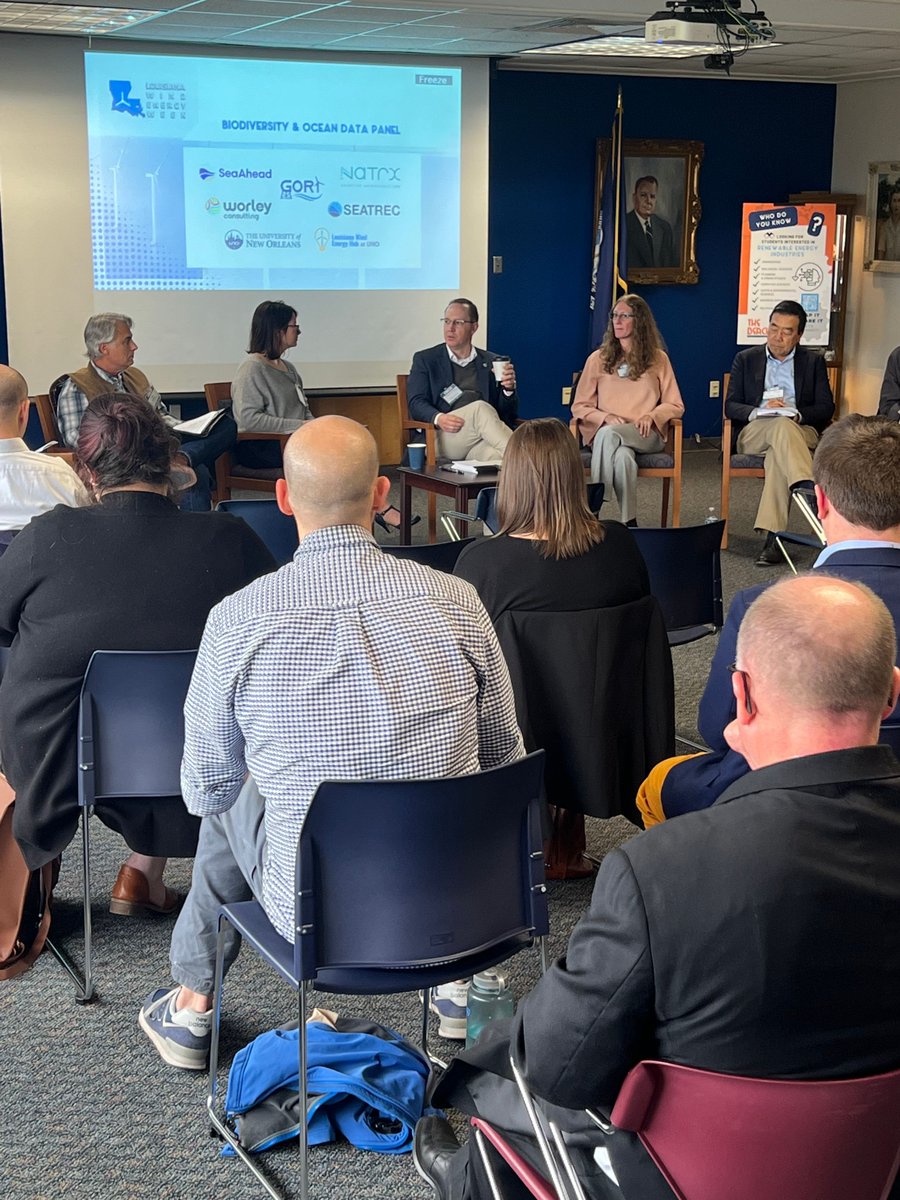 SeaAhead joined our friends at The Beach at UNO last week to discuss offshore wind in the Gulf of Mexico and the role of biodiversity and ocean data. Thank you to our panelists Yi Chao, Sara Courbis, Tyler Ortego, Alissa Peterson, Kent Saterlee, and Kelly Boyle!