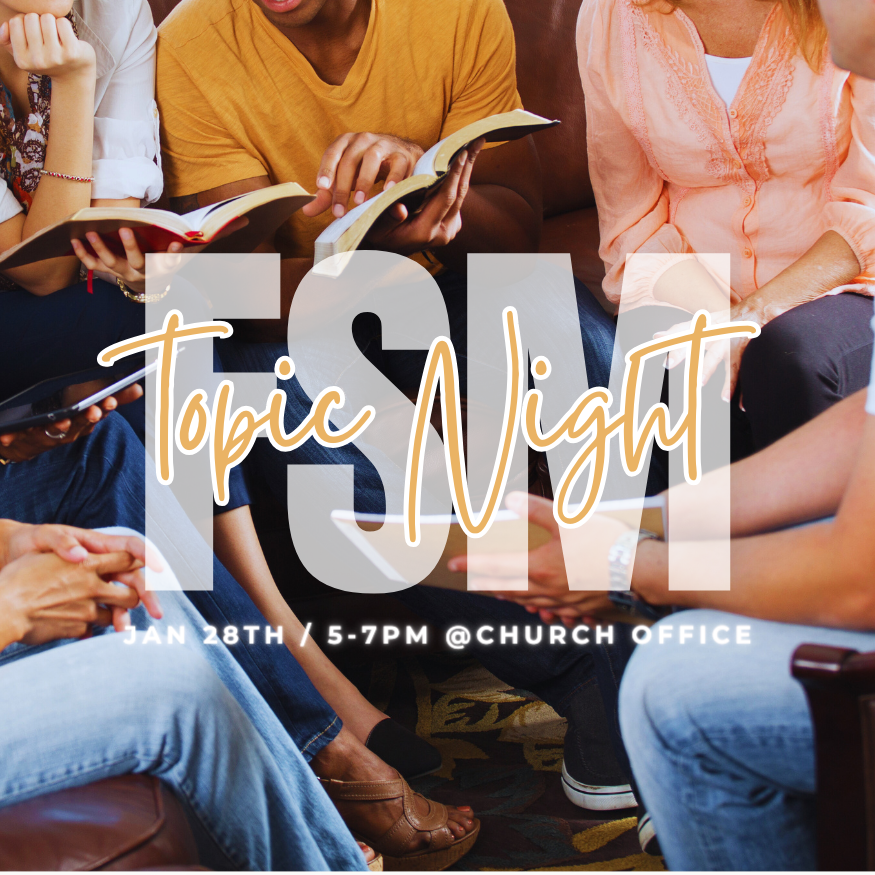 Being a teenager is hard. Every day, they are shaping the adult they will be in the future.

We want to lead our students into a future of truth &amp; confidence in God's Word.

This Sunday, January 28th, we will dive into a topic and dig into what God's Word has to say about it.