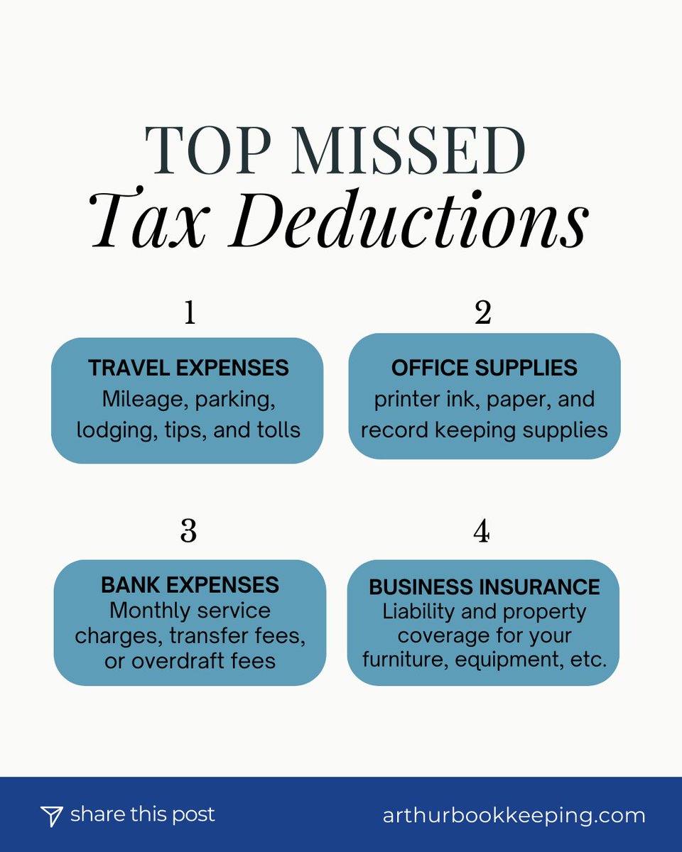 🔍 Did you know that you might be missing out on some major tax deductions? 💰 Let's dive into the top ones you should definitely keep in mind this tax season! 📝
#TaxSeason #MoneySavers #SmartBusinessOwner