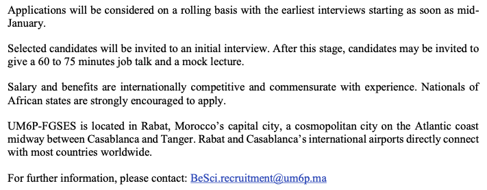 #AcademicTwitter #jobsearch news: @FGSES_UM6P is seeking applications for a Permanent Professor position in Behavioral Science. Come join a truly interdisciplinary environment at a dynamic and growing university in Morocco!