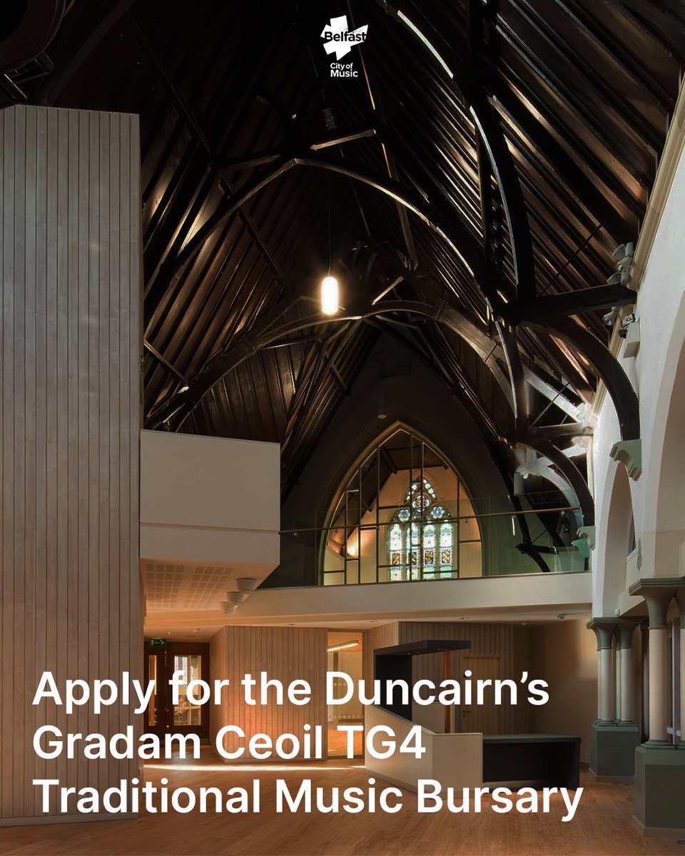 Applications are now open for this year's Gradam Ceoil TG4 Traditional Music Bursary Scheme 🎻🥁 Administered by The Duncairn on behalf of Belfast City Council, it will offer a £3,000 bursary to three successful applicants 🧵 (1/3)