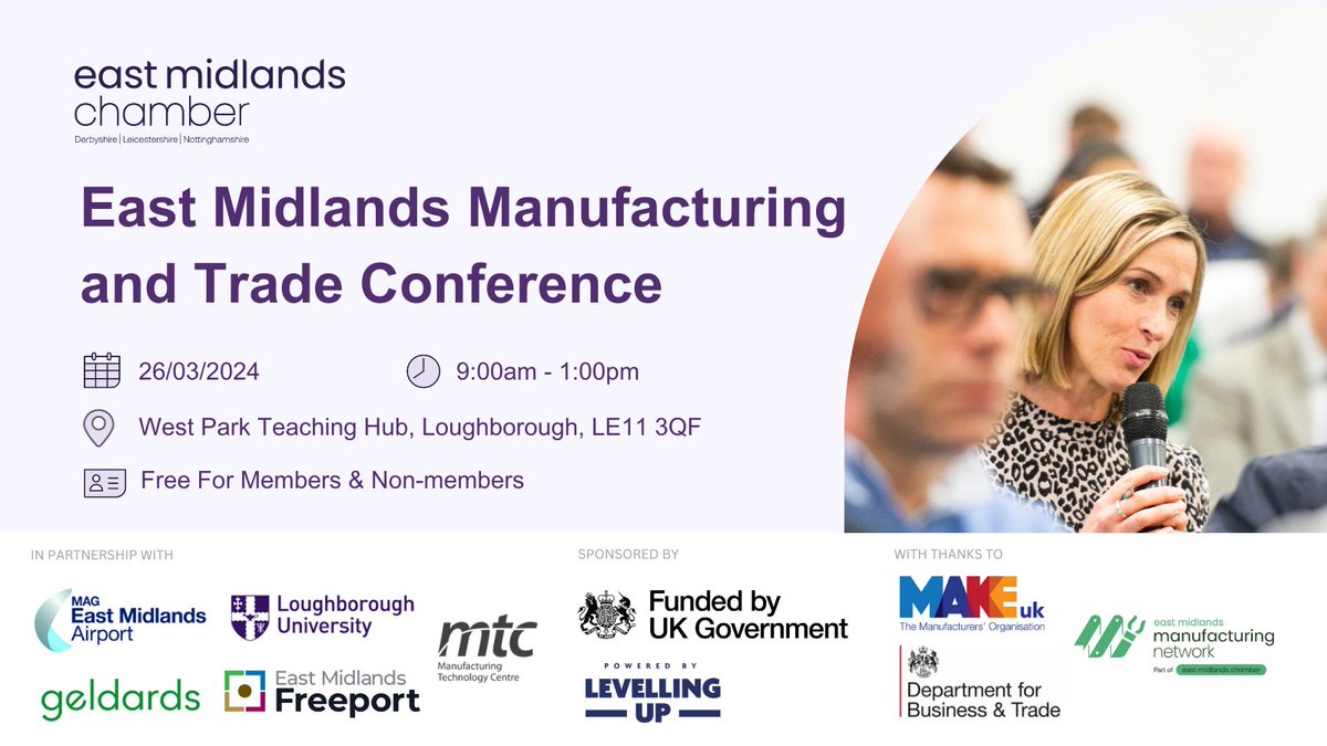 EMChamberNews's tweet image. Join the upcoming Manufacturing and Trade Conference. It's a valuable platform for manufacturers, engineers, and associated trades to explore the challenges and opportunities within the East Midlands region.📦Register now &amp;gt;&amp;gt;&amp;gt; tinyurl.com/3y7v7pyb
