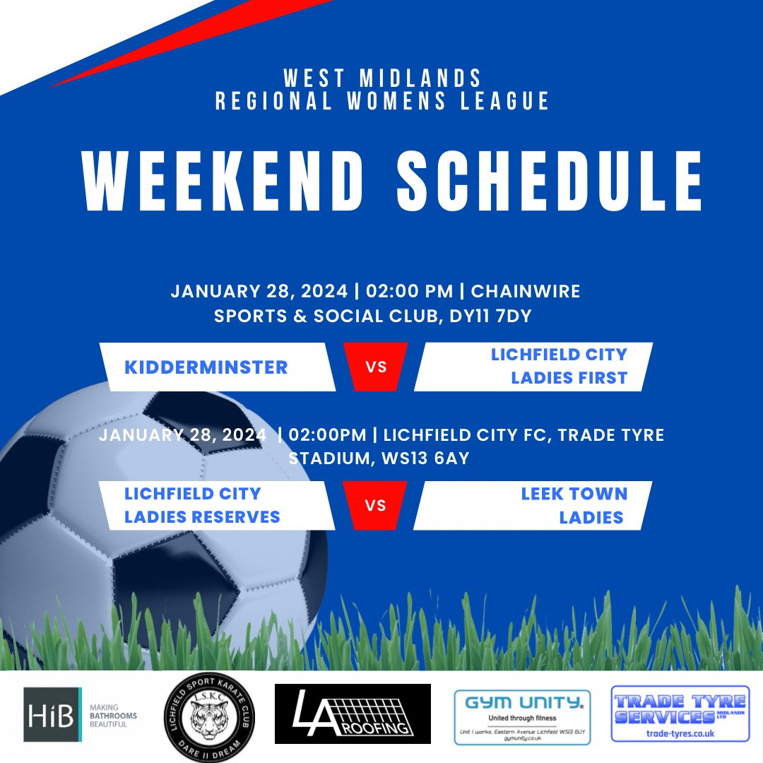 ⚽️WEEKEND SCHEDULE⚽️ This Sunday the ladies are back in action with fixture games both home and away. Be sure to wrap up warm and we will see you there💙❤️ #upthecity #cityladies #lichfieldcityladies #lichfieldcityfc #lichfieldcity #womensfootball