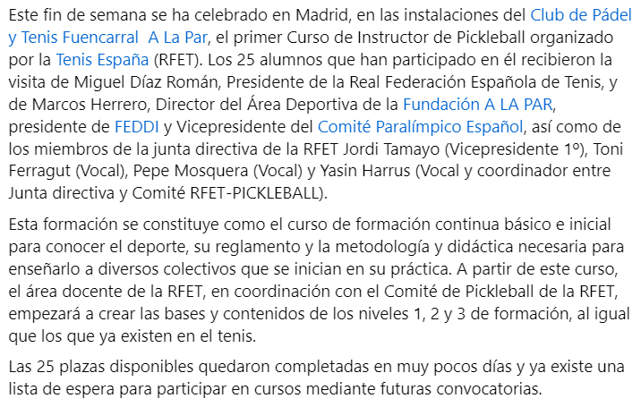 Pickleball Spain tweet media