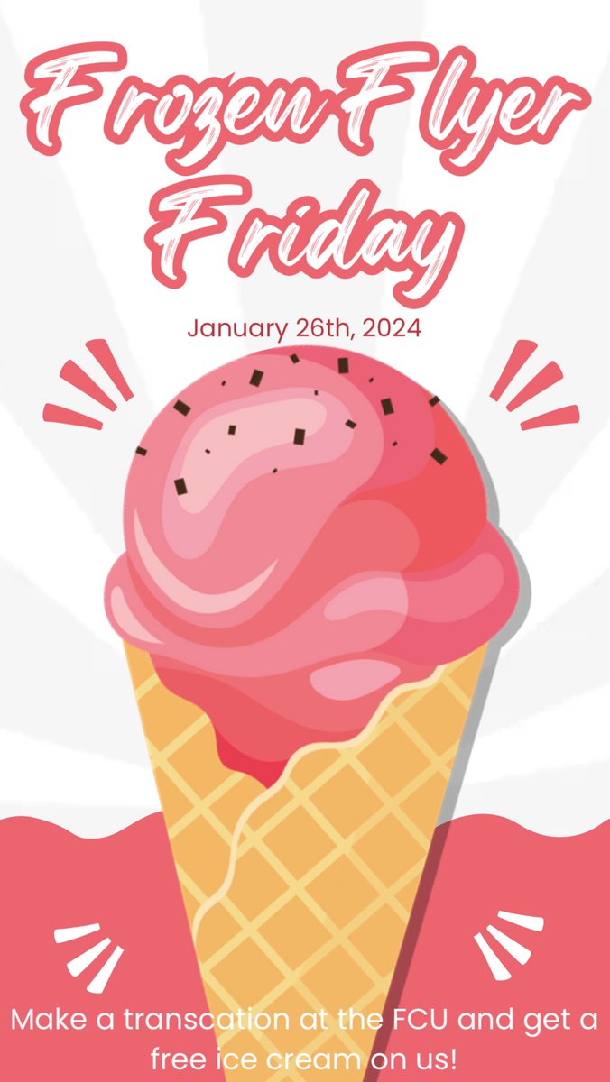 FCHSFCU's tweet photo. Make a transaction and get free ice cream at the FCU 🍨 https://t.co/qqUlavXy9w