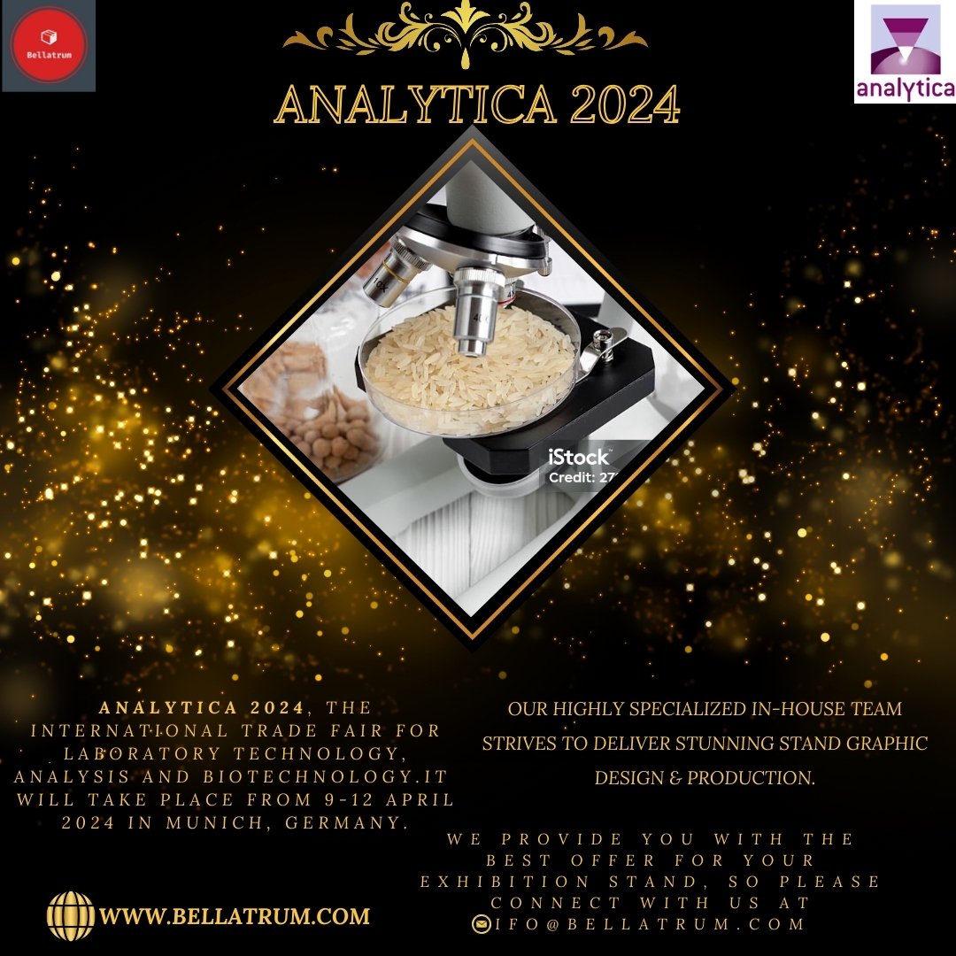 bellatrum0321's tweet image. Analytica 2024 is the World's Leading Trade Fair for Laboratory Technology, Analysis,Biotechnology &amp;amp; Analytica conference.
Please contact us at info@bellatrum.com
Visit our website👉bellatrum.com

#standcontractor
#exhibitionboothbuilder
#business
#exhibitionboothdesign