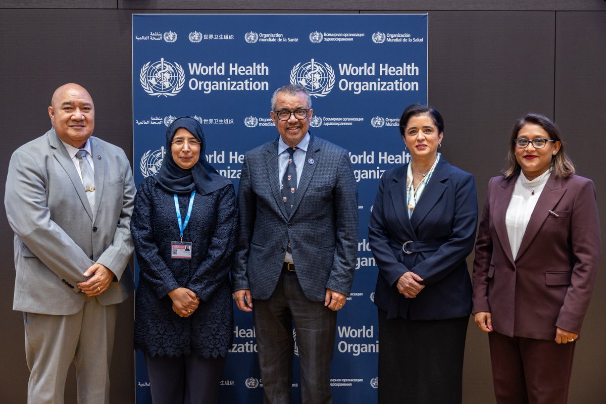 Congratulations to our 3 newly elected <a href="/WHO/">World Health Organization (WHO)</a> Regional Directors - Dr Saia Ma’u Piukala for <a href="/WHOWPRO/">World Health Organization (WHO) Western Pacific</a>, Dr Saima Wazed <a href="/drSaimaWazed/">Saima Wazed</a> for <a href="/WHOSEARO/">World Health Organization South-East Asia</a>, and Dr Hanan Balkhy <a href="/HananBalkhy/">HananBalkhyحنان بلخي</a> for <a href="/WHOEMRO/">WHO Regional Office for the Eastern Mediterranean</a>

I look forward to collaborating with you to serve our Member States