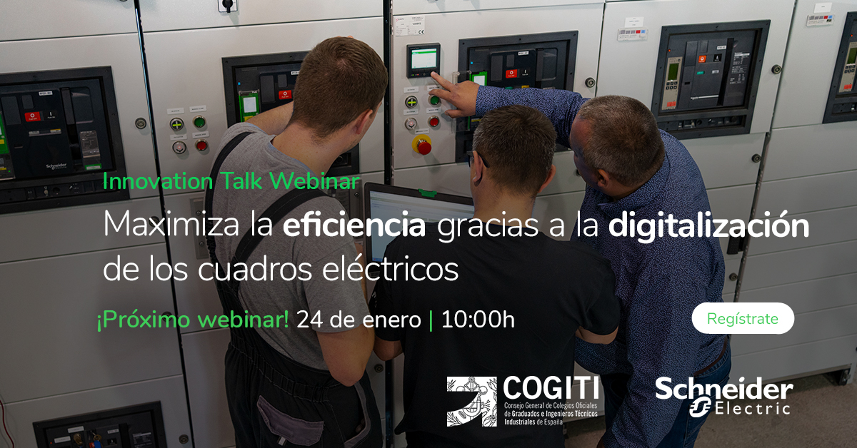 SchneiderES's tweet photo. 🚀 ¡Webinar Imperdible! Descubre cómo maximizar la eficiencia con la digitalización de cuadros eléctricos. 

🌐🔧 Únete a nosotros y a @COGITI el 24 de enero a las 10h para explorar cómo la digitalización de (cont) https://t.co/ByEYbX1ga0 https://t.co/zNPcP5dsDL