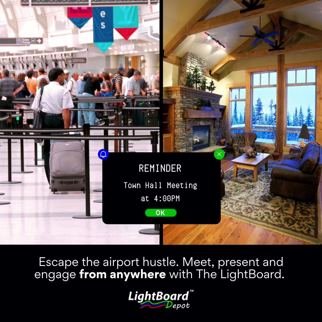 When company synergy requires all hands on deck, you can be present without a physical presence!

Avoid the stress of travelling for team meetings &amp; engage with your audience from anywhere.

lightboarddepot.com 

#remotework #WFH #networking #communication #coach #consultant