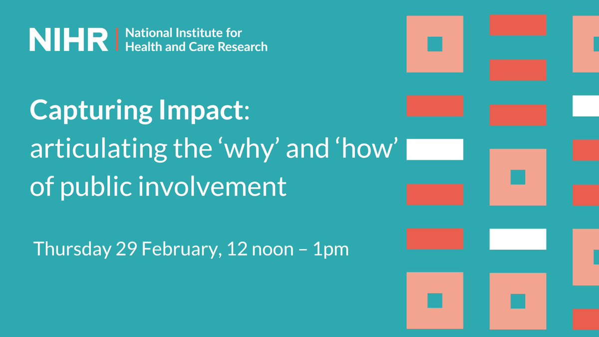 NIHR North West London PSRC (@psrc_nwl) on Twitter photo 'Why' and 'how' should we capture the impact of public involvement?
📝The upcoming event on 29 February will provide an overview of key approaches that have been effectively used in NIHR-funded initiatives (<a href="/NIHRresearch/">National Institute for Health and Care Research</a>).
Register here to learn more:
gmg-lgcgroup.zoom.us/webinar/regist… 'Why' and 'how' should we capture the impact of public involvement?
📝The upcoming event on 29 February will provide an overview of key approaches that have been effectively used in NIHR-funded initiatives (<a href="/NIHRresearch/">National Institute for Health and Care Research</a>).
Register here to learn more:
gmg-lgcgroup.zoom.us/webinar/regist…