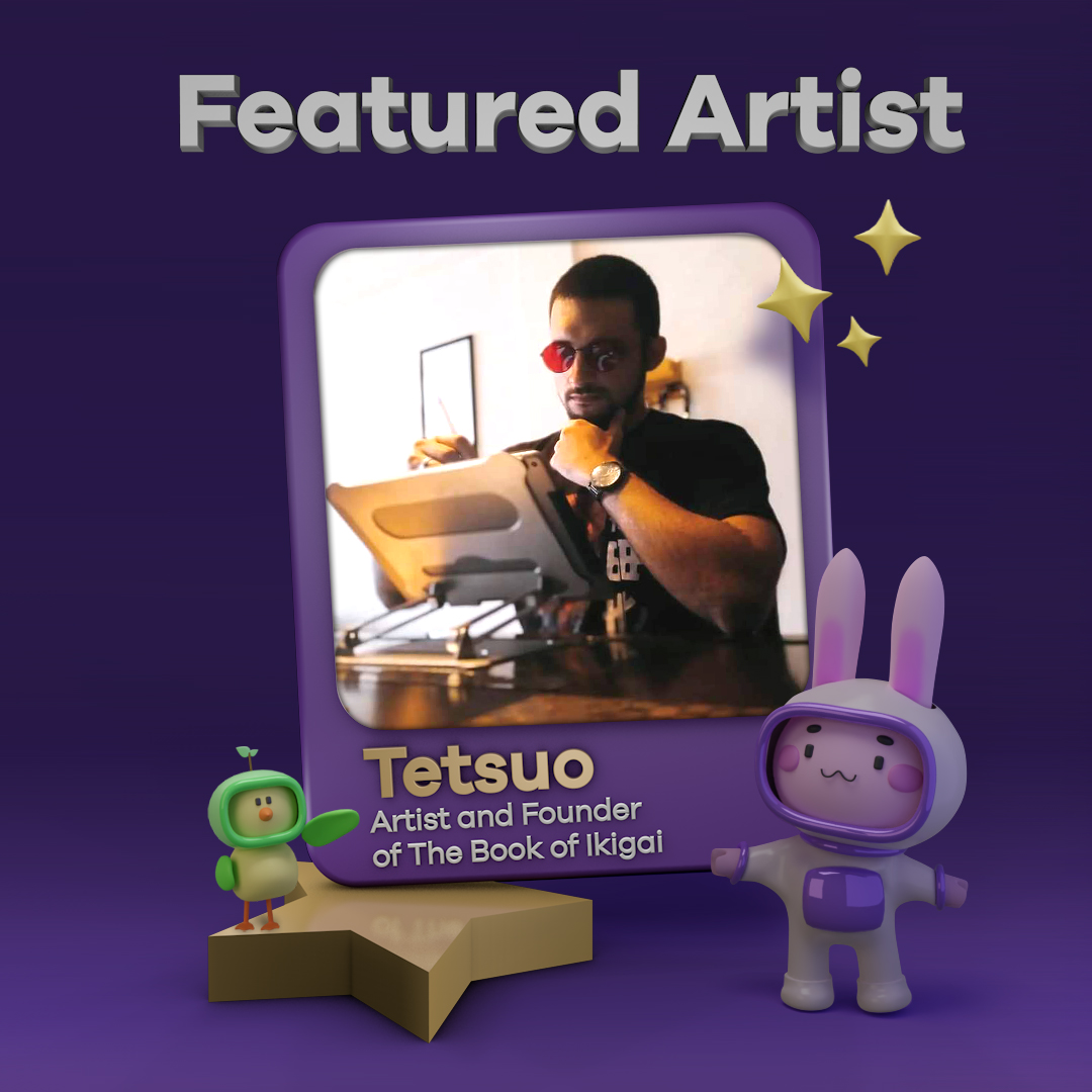 Announcing the first Featured Artist on Grabbit! 🐰

<a href="/Art_of_Tetsuo/">The art of Tetsuo</a> is one the talented artists and founders of The Book of Ikigai.

Tetsuo's latest 1/1 masterpiece, More Bullets Please, is now live! 

Auction ends January 15th. ⏰