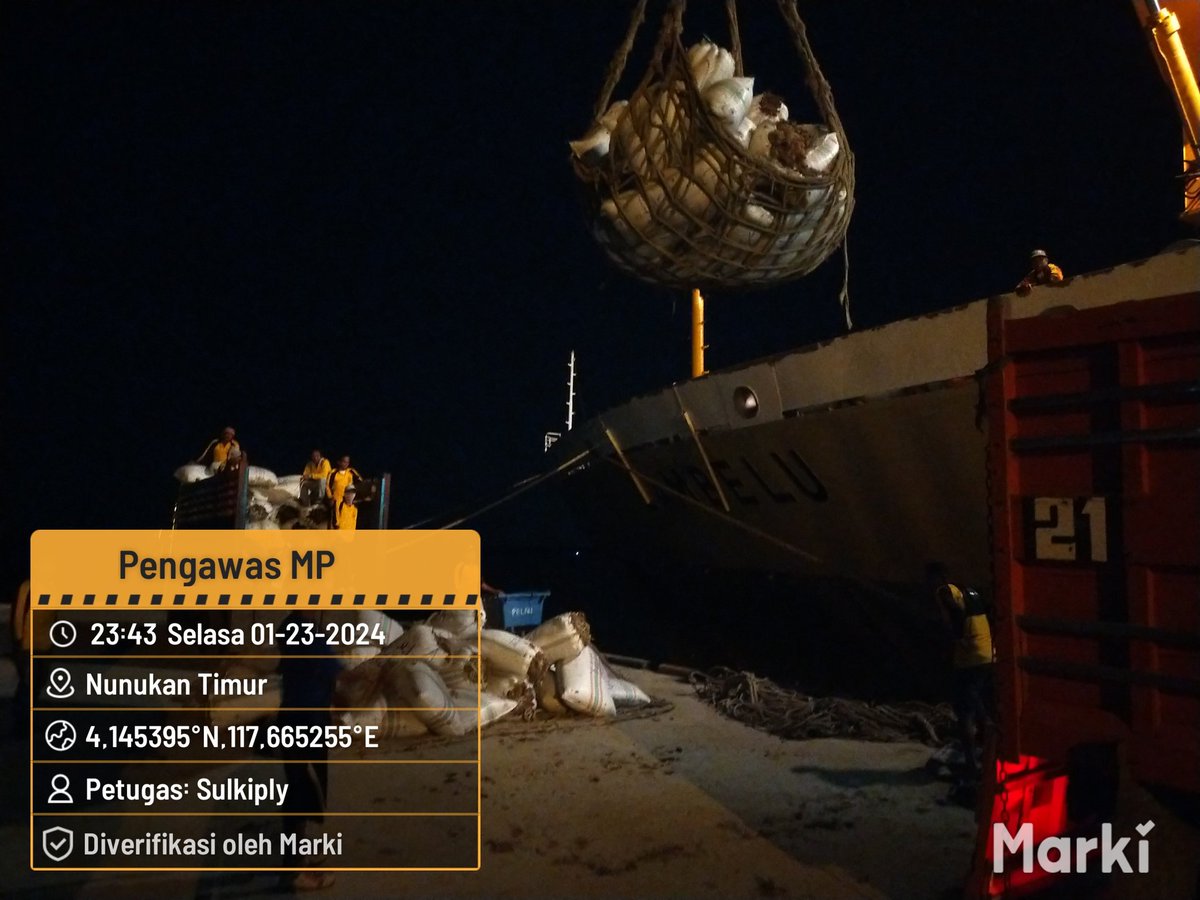 BKIPMNunukan's tweet photo. 23/01/2024
#SalamBahari
Laporan Giat Wilker Nunukan,
Pengawasan kedatangan dan keberangkatan pemuatan MP Rumput Laut Kering sebanyak 49.920 Kg/624 Koli tujuan Pare2 Via KM.Lambelu
@bkipm_kkp
@BKIPMTarakan
#KKPThrive https://t.co/dZGq5jreRa