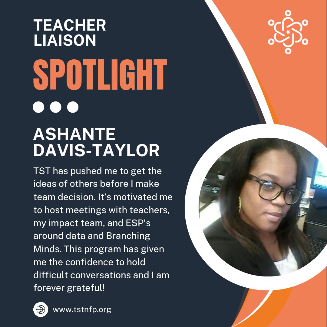 Happy TL Tuesday, Friends!

Today, we are shining the spotlight on 1st year TL Ashante Davis-Taylor from Fuller Elementary! She leads a team focused on improving math scores for 3rd-6th graders by 20%. 

Keep up the great work Mrs. Davis-Taylor!

#TSTStrong #TeacherLeadership