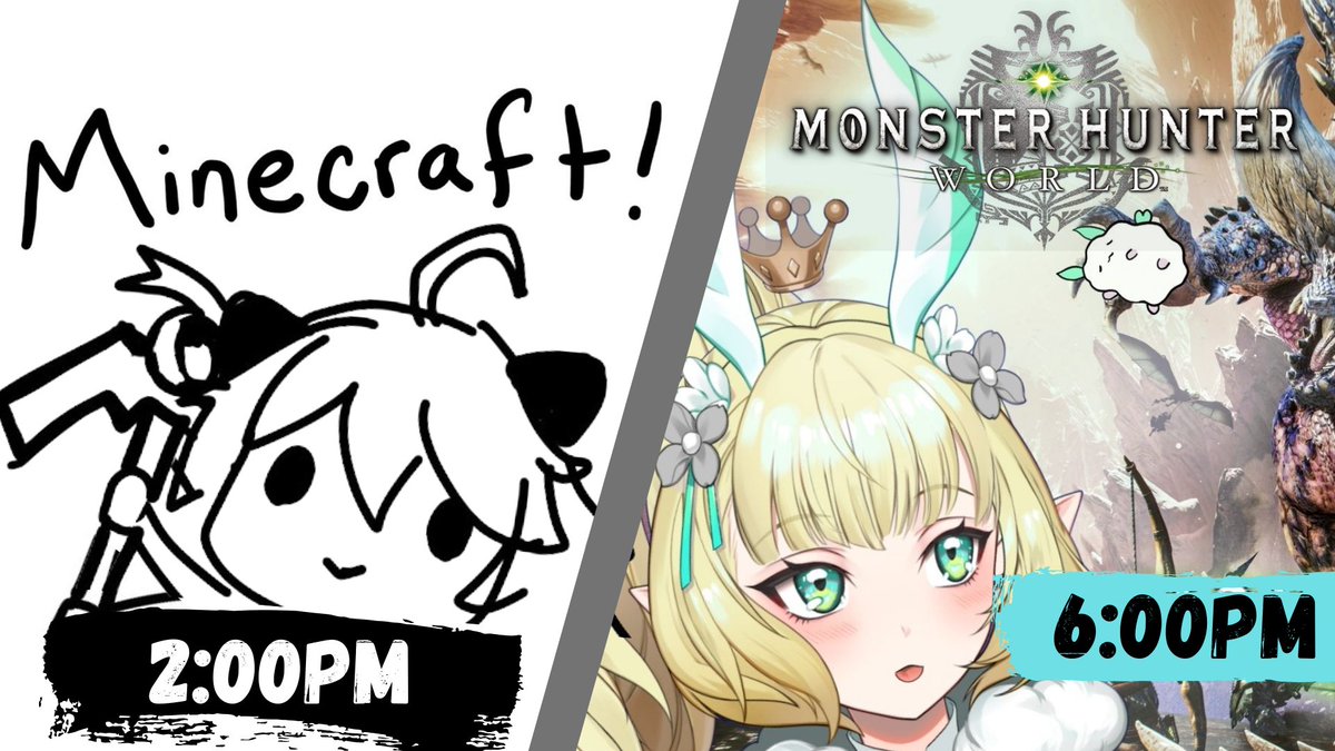 📆TUE's Stream Schedule!
Buoy Builds a Nether Portal in #Minecraft !
⏰2:00pm est

Chiyo continues her hunting spree in #MonsterHunterWorld !
⏰6:00pm est

#CiesteVT #BuoyLive #MoberiLive