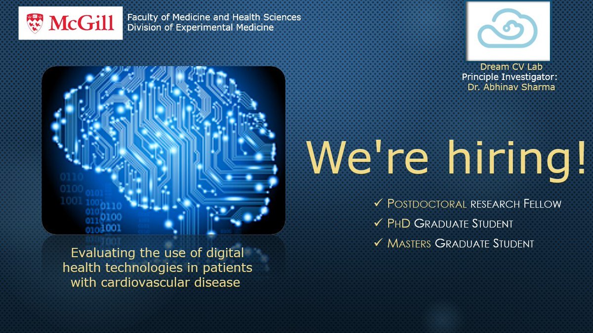 Looking for a postdoctoral position and interested in evaluating the use of digital health technologies in patients with cardiovascular disease? Do you have a background in computer science or bioengineering?
Details in the next post