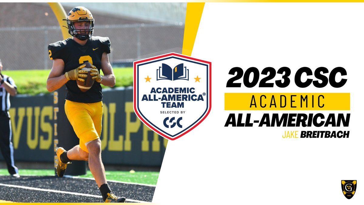 .@gustiefootball Jake Breitbach selected CSC First Team Academic All-America Release: gogusties.com/news/2024/1/23… #GoGusties | #d3fb