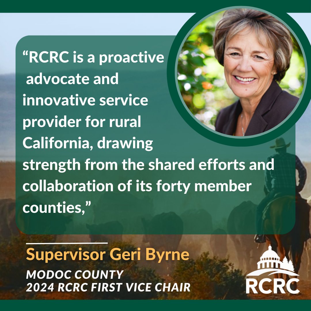 RuralCounties's tweet image. #RCRC has installed its new First Vice Chair of the RCRC Board of Directors, Supervisor @GeriLByrne from #ModocCounty! Supervisor Geri Byrne took the Oath of Office administered by @SenJohnLaird at last Wednesday's RCRC Board of Directors meeting.

Info: bit.ly/3HwibJ2