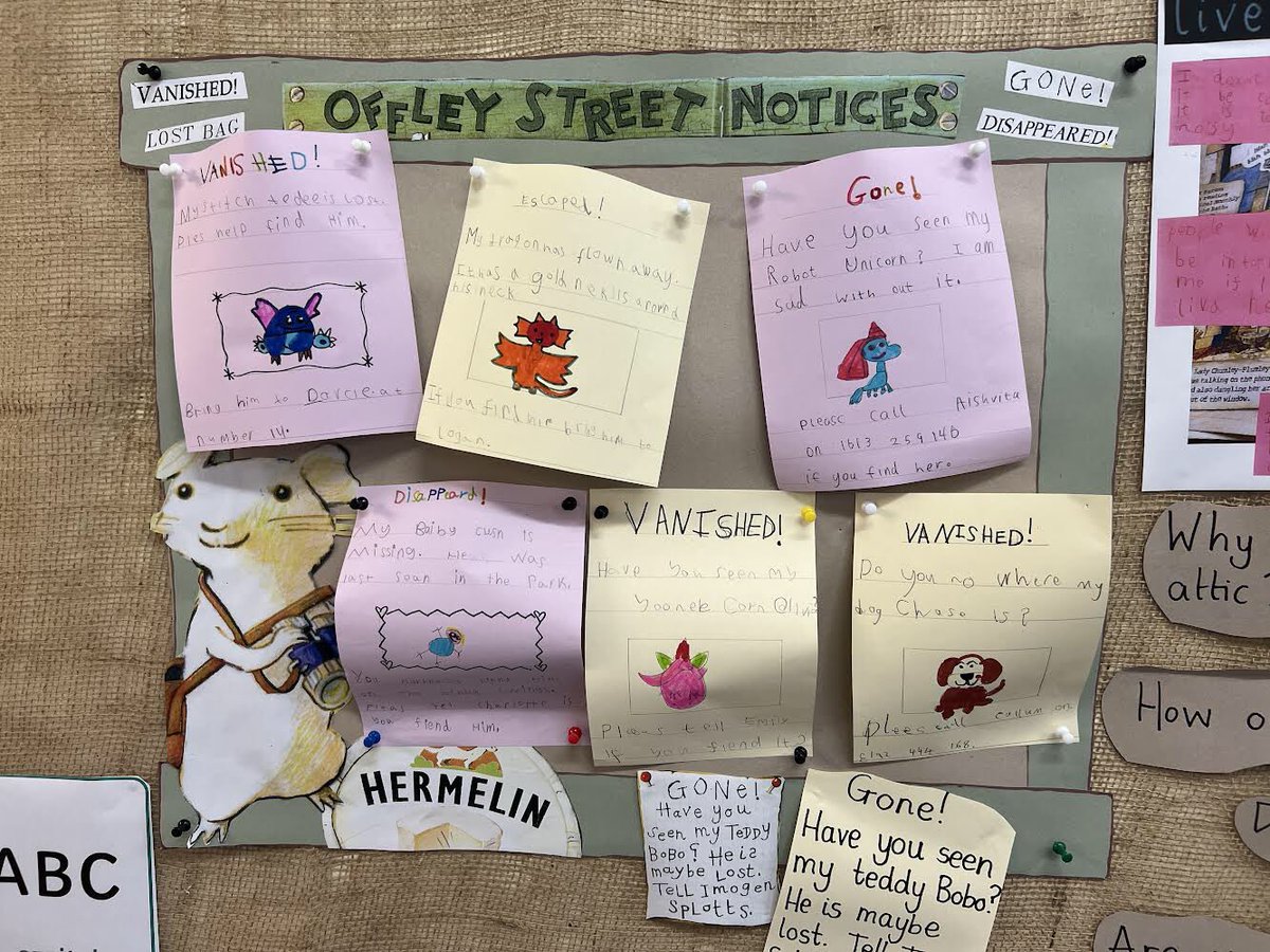SHeartmoreton's tweet photo. 1O’D &amp; 1SG wrote some great missing notices for our Offley Street noticeboard. @LiteracyCounts1 https://t.co/9Q61pLZKGB