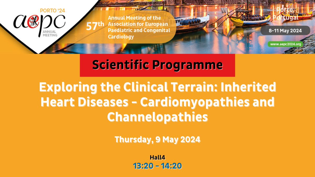 Join us for the 'Exploring the Clinical Terrain: Inherited Heart Diseases - Cardiomyopathies and Channelopathies' session at #AEPC2024 on Thursday, 9 May 2024. Get ready to widen your horizons and gain new knowledge! Learn more👇 bit.ly/3SUb18j