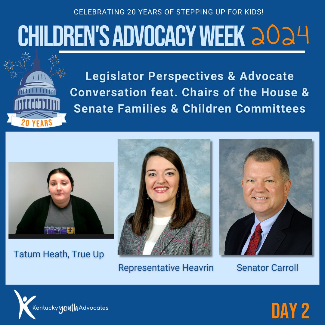 That's a wrap on our 1st #CAWKY24 Legislator Perspectives and Advocate Conversation! Special TKS to Families & Children Committee Chairs Sen @dannycarrollky & Rep. Heavrin for sharing their remarks with advocates -- and to Tatum of @TrueUpKY for sharing their reflections. #KYGA24