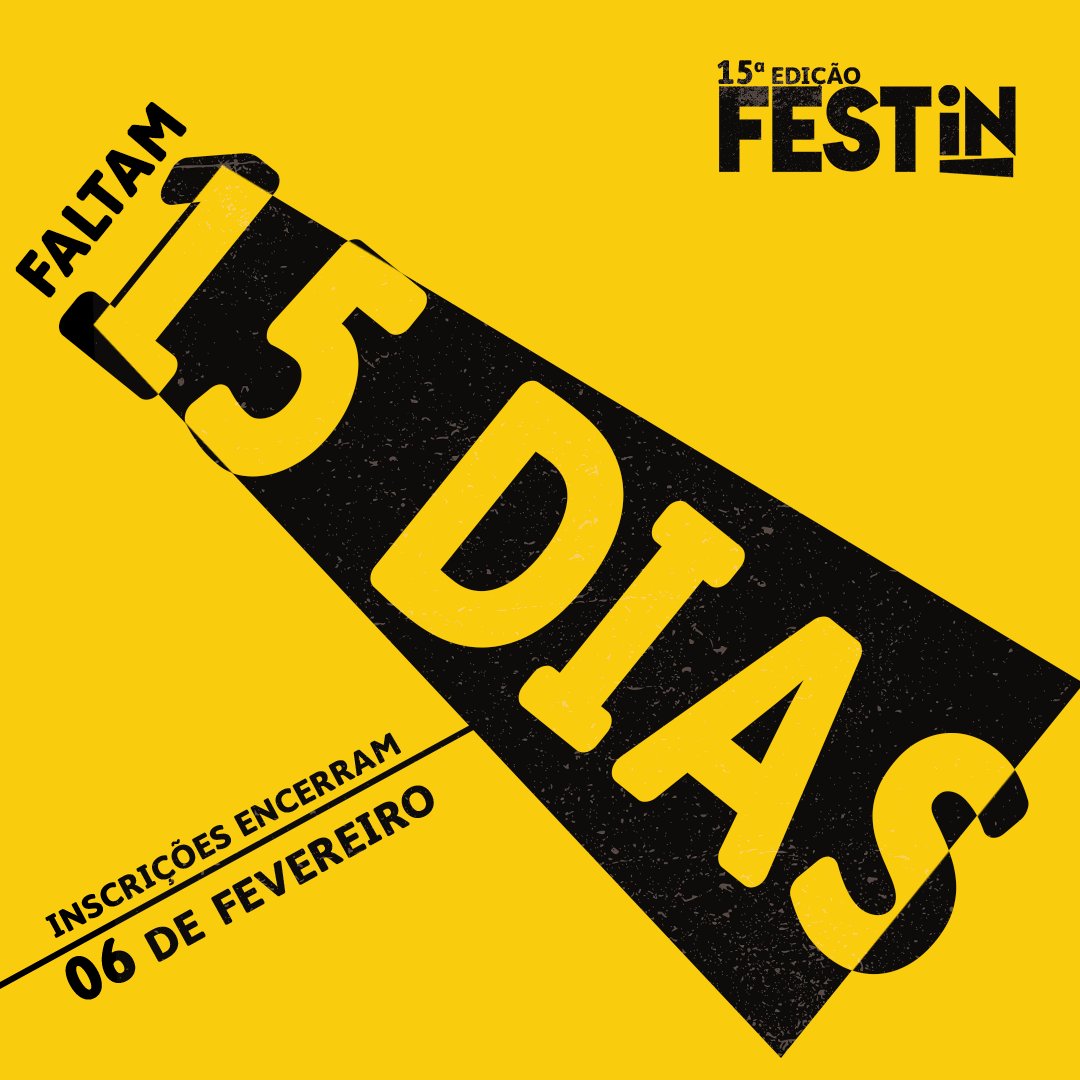 Faltam apenas 15 dias para o encerramento das inscrições no Festival de Cinema Itinerante da Língua Portuguesa! 

O regulamento completo está disponível em nosso site, e as inscrições devem ser feitas exclusivamente através da plataforma FilmFreeway.