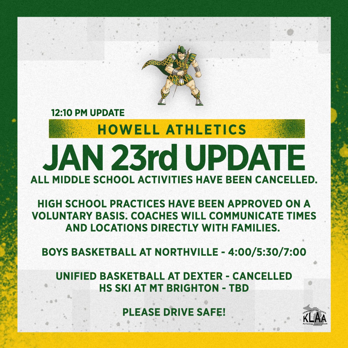 Athletic update...#OneHowell