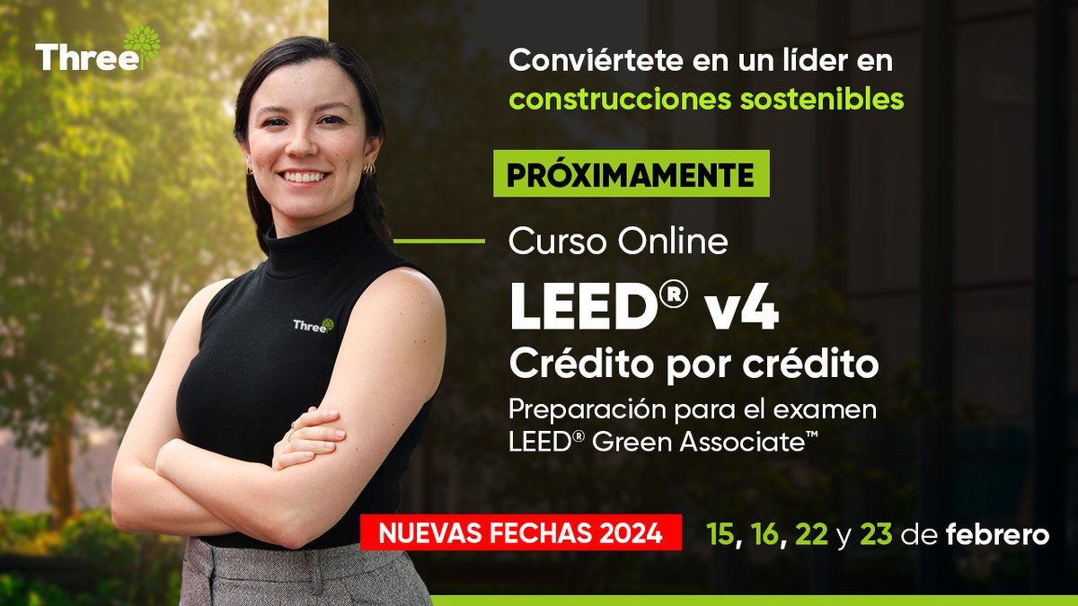 ThreeCM3's tweet image. ¡Primer Curso Online de Preparación para el Examen de LEED® Green Associate™ de este año!📚

➢ Precio Especial para Estudiantes
➢ Diploma de Participación
➢ 12 hrs de Aprendizaje

Más información: ventas@three.com.mx

#ConstruccionesSostenibles #leedgreenassociate #LEEDGA