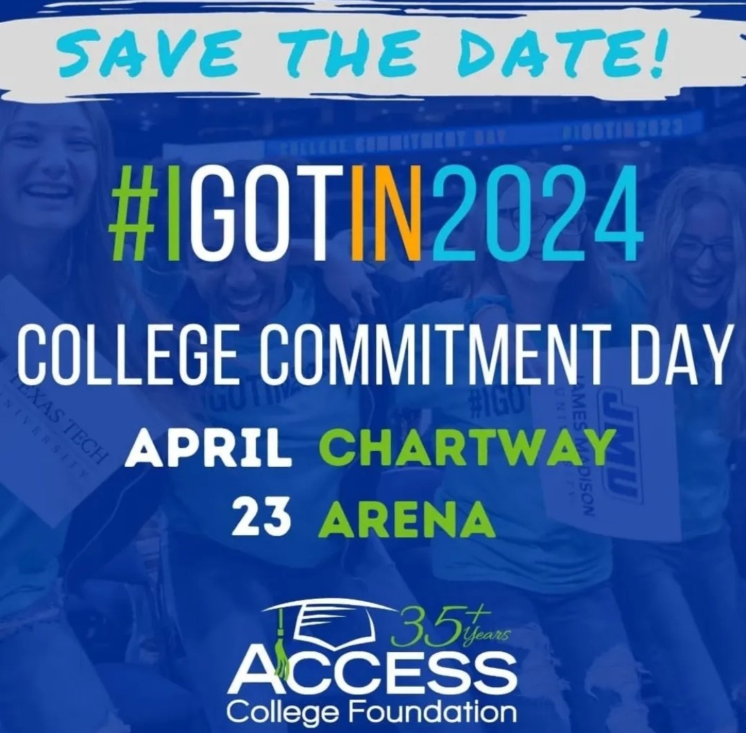KellamCounselor's tweet image. SAVE THE DATE (April 23rd) for the @AccessCollegeFd College Commitment Day 2024 at Chartway Arena on ODU's campus. Any interested @KellamHigh senior should contact Mr. Yost for more info!