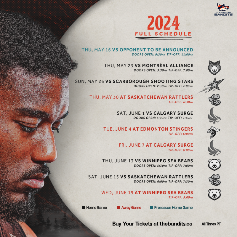 vancitybandits's tweet photo. Got plans this summer? Now you do. 🔥🗓️

Our 2024 @cebleague schedule has officially dropped. See you at @langleyevents. 🔜 

#LikeABandit