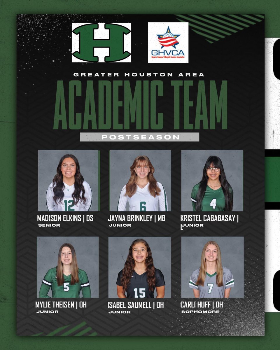 Lady Hornets are getting more awards for their hard work in the classroom! Maddie, Jayna, Kristel, Mylie, Izzy, and Carli all named to 2023 GHVCA Academic Team!