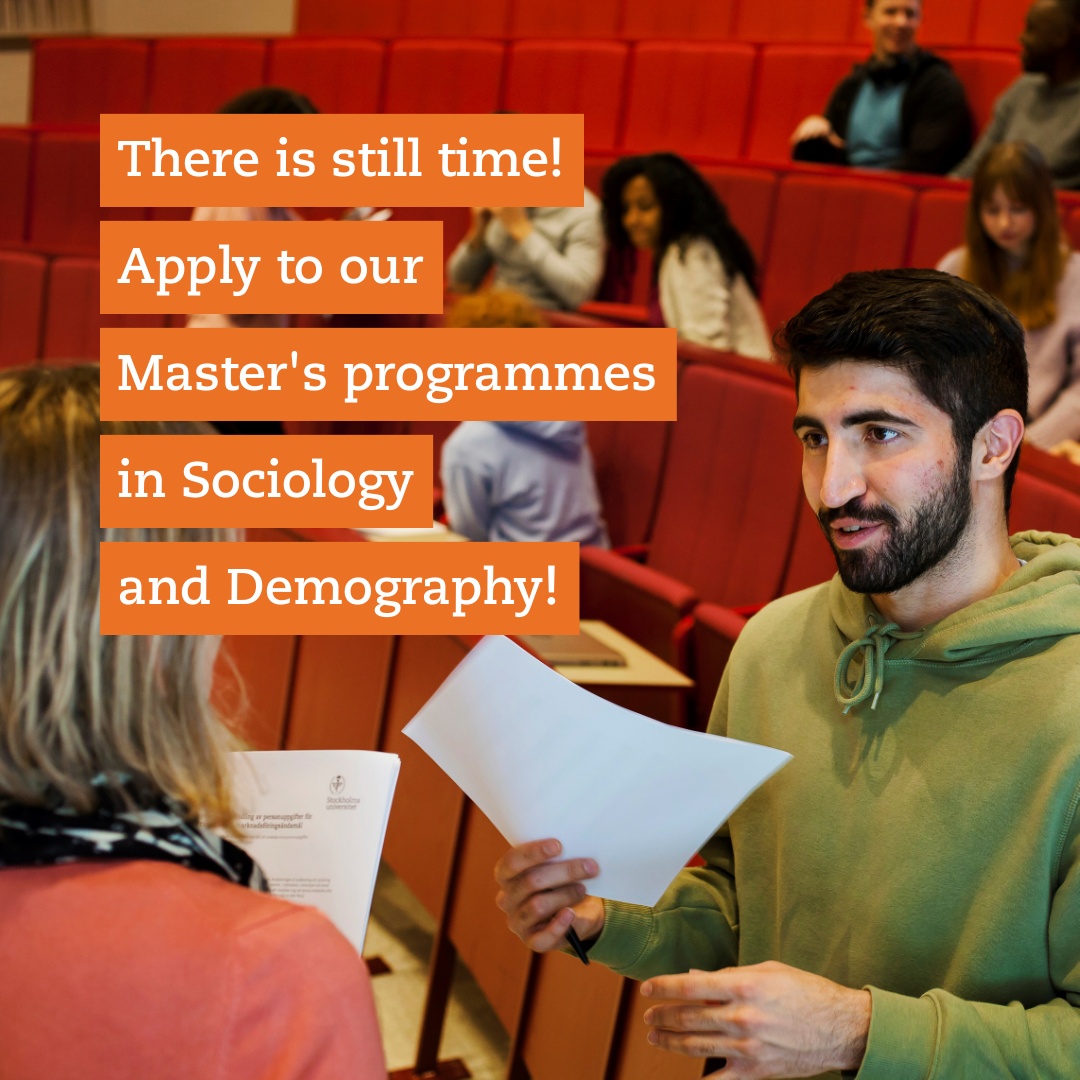 Study Demography or Sociology in Sweden – our Master's Programmes are now open for late applications! 
Read more about our programmes and how to apply: tinyurl.se/8IP
Read about what our previous students work with: tinyurl.se/8IQ
Photo: Jens Olof Lasthein