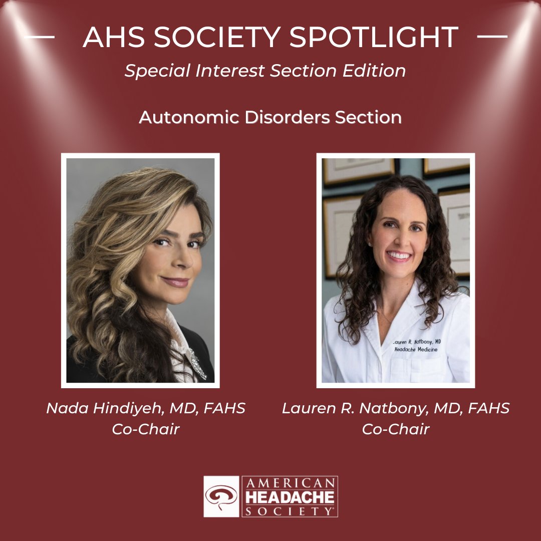 American Headache Society (@ahsheadache) on Twitter photo New Year, New Special Interest Section! This month, we are excited to feature the newly created #AutonomicDisorders Section, Chaired by Drs. <a href="/HindiyehNada/">Nada Hindiyeh, MD, FAHS</a> and <a href="/LaurenNatbonyMD/">Lauren R. Natbony, MD, FAHS</a>. Learn more about the goals of the Section and how to join here: bit.ly/421z4Vl #NueroTwitter New Year, New Special Interest Section! This month, we are excited to feature the newly created #AutonomicDisorders Section, Chaired by Drs. <a href="/HindiyehNada/">Nada Hindiyeh, MD, FAHS</a> and <a href="/LaurenNatbonyMD/">Lauren R. Natbony, MD, FAHS</a>. Learn more about the goals of the Section and how to join here: bit.ly/421z4Vl #NueroTwitter