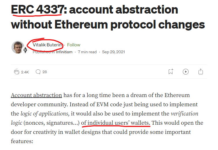 There’s a lot of questions when it comes to crypto and mass adoption, due to there being a lot of scams, rugs etc.

Vitalik Buterin himself, told us one simple fix to all of this.

⚪️ Account Abstraction ⚪️

Most people don’t know what it means, so I’ll make it simple.

◾️
