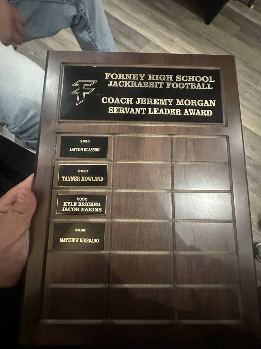 Matthew Diosdado (@matthewdiosdado) on Twitter photo Last night I was blessed to have received The Jeremy Morgan Servant Leadership Award! Extremely Honored! <a href="/CoachFleen/">Coach Fleener</a> <a href="/ForneyRecruits/">Forney Recruits</a> Last night I was blessed to have received The Jeremy Morgan Servant Leadership Award! Extremely Honored! <a href="/CoachFleen/">Coach Fleener</a> <a href="/ForneyRecruits/">Forney Recruits</a>
