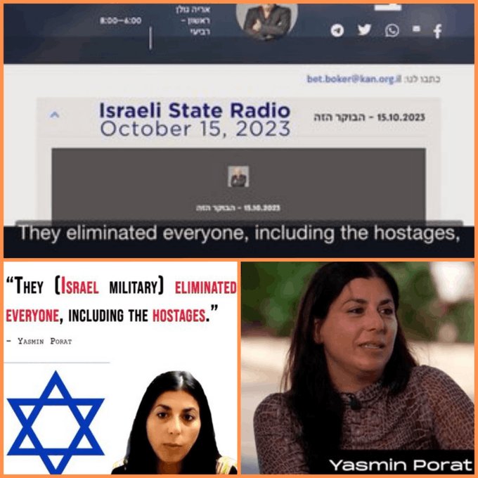 @jacksonhinklle @benshapiro One of the participants in the Nova festival. Yasmin Porat admitted in an Israeli radio interview that when the Israeli forces arrived, they killed everyone. 2 tanks shot at a Israeli house. They killed Israeli hostages, including my husband.
