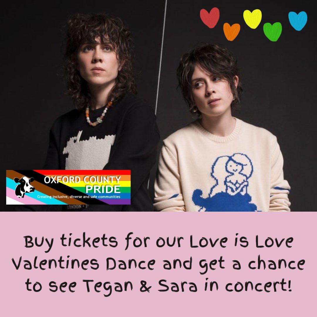 🌈GIVEAWAY TIME🌈
When you buy a ticket for our Love is Love Valentines Dance (happening February 10), you will automatically be entered into a draw for 2 tickets to see Tegan &amp; Sara in concert!…

And you’ll be attending our super fabulous event, so you win either way 😎