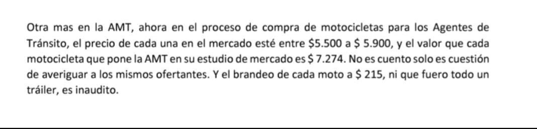 jcarreraandrade's tweet photo. En qué manos caiste Quito. Motos para AMT a  7 mil quieren comprar cuando en un almacén están solo a 5 mil. Ponerle sellos 215 a cada moto, sellos de oro han de ser,  y las sirenas 900 más. Alcalde nada dice de sobre precios en AMT. Tenaz. Concejales no aparecen a fiscalízar. https://t.co/wZlj5GlYsl