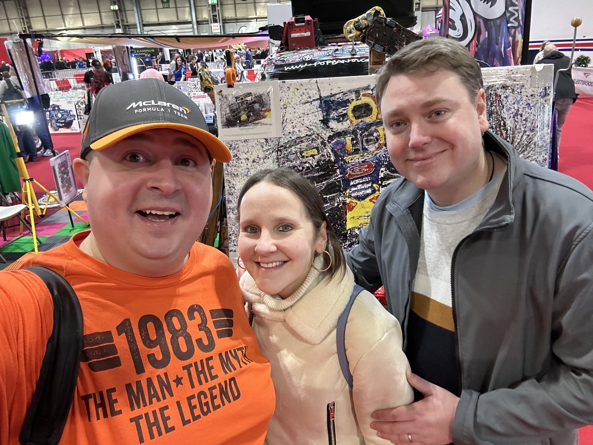 SimonGBrooks's tweet image. An annual tradition is me, @Sunchyme &amp;amp; Catherine getting our @Autosport_Show #SimonSelfie - this time at the @Popbangcolour’s stand with @danielricciardo’s @redbullracing RB14 in the background!

#A24 🏁 #PaintWithCars 🚙