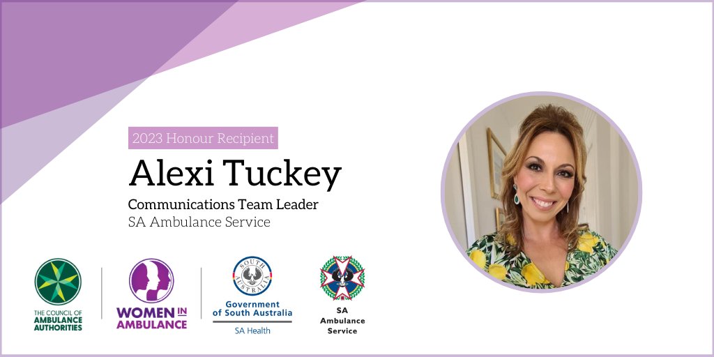 Today we congratulate Alexi Tuckey from SA Ambulance Service as a 2023 CAA Women in Ambulance Honour Recipient 💜 To read Alexi's full biography and those of our other 2023 CAA Women In Ambulance Honour Recipients, please visit: loom.ly/oUh1Ivw #WomenInAmbulance