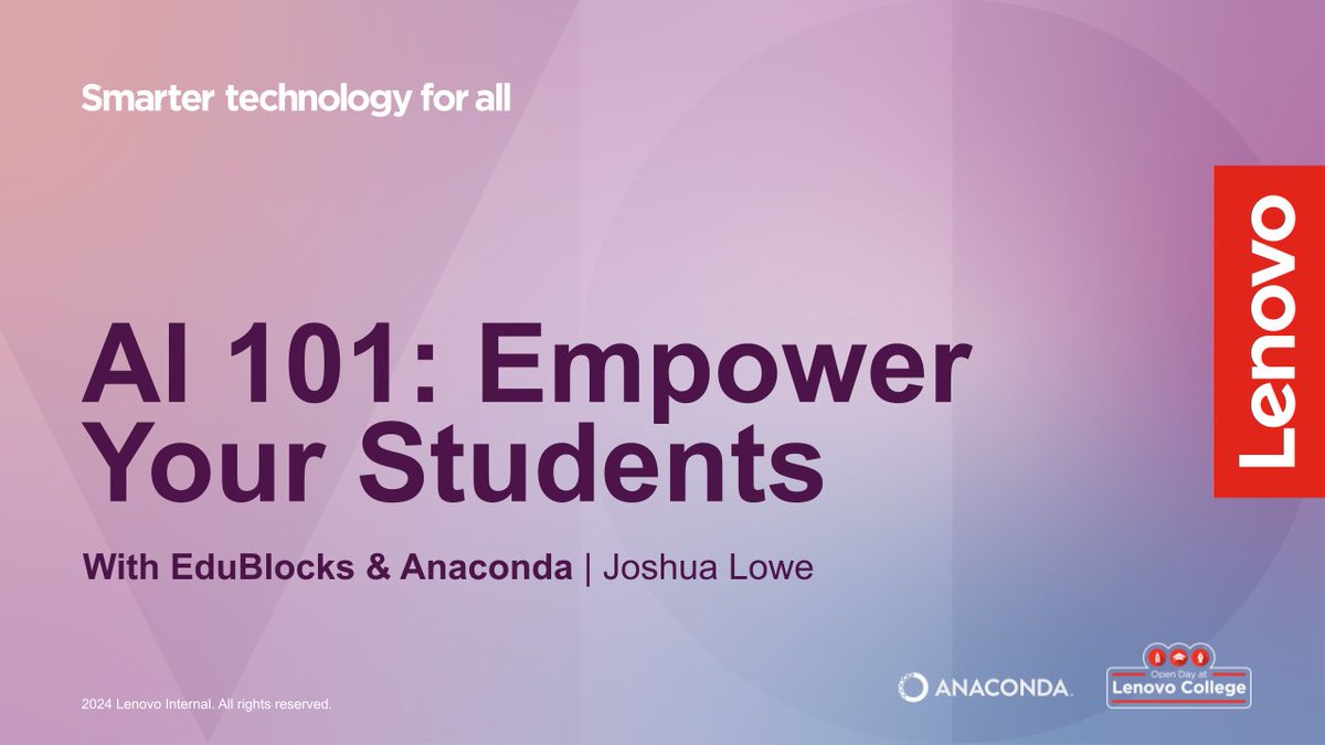 Anaconda (@anacondainc) on Twitter photo Meet <a href="/edu_blocks/">EduBlocks</a> w/ <a href="/LenovoEducation/">Lenovo Education</a>! π π§βπ«
Together, weβre putting the power of AI & Python into the hands of every student.
Learn how EduBlocks is supporting the next generation of AI developers & demo new features this week at #Bett2024! π§©
πͺ Booth NJ10
π
1/24 - 1/25 Meet <a href="/edu_blocks/">EduBlocks</a> w/ <a href="/LenovoEducation/">Lenovo Education</a>! π π§βπ«
Together, weβre putting the power of AI & Python into the hands of every student.
Learn how EduBlocks is supporting the next generation of AI developers & demo new features this week at #Bett2024! π§©
πͺ Booth NJ10
π
1/24 - 1/25