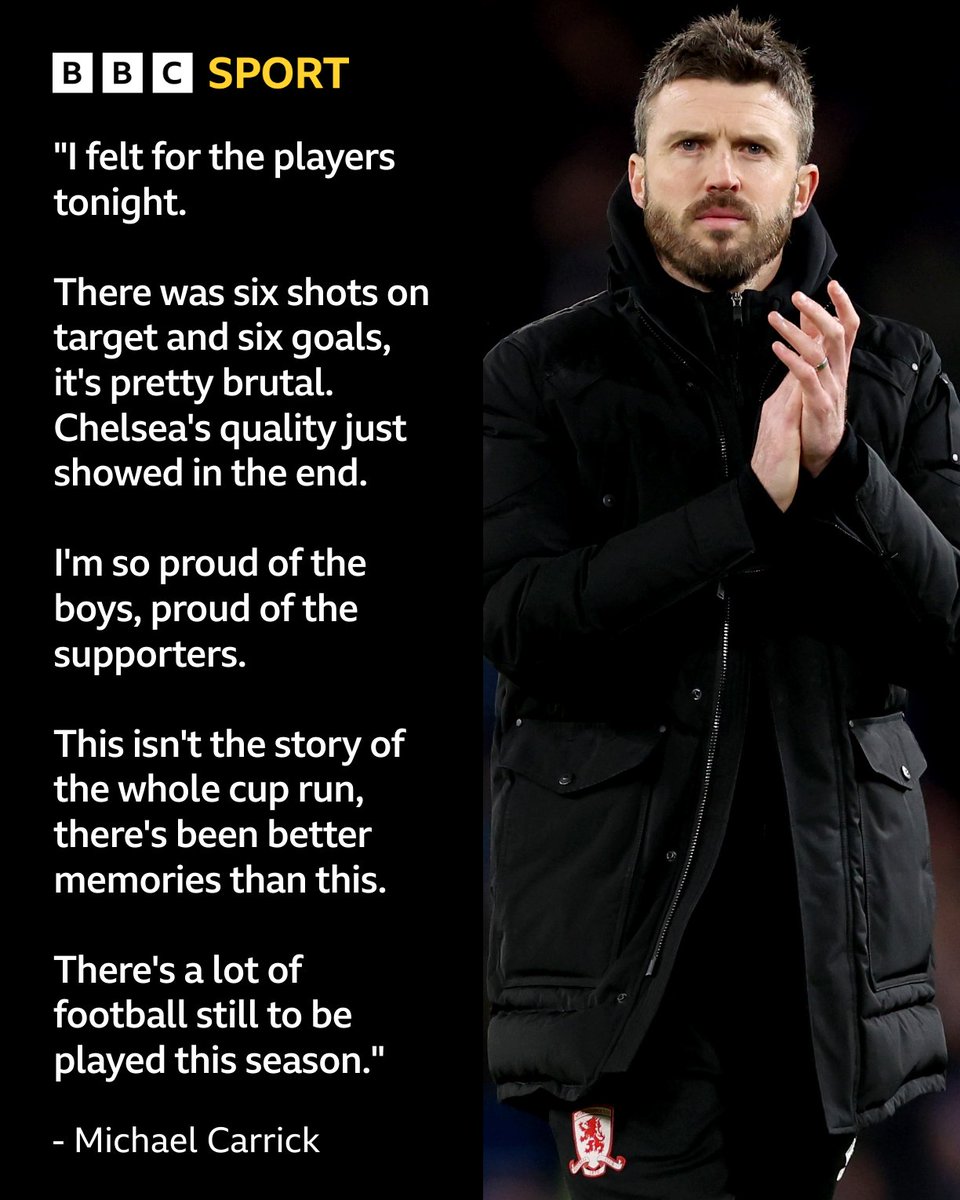 BBCTeesSport's tweet image. Michael Carrick reflects on Middlesbrough&apos;s League Cup exit 💭 bbc.in/3UbzHcM

#Boro | #UTB | #CFC | #BBCFootball