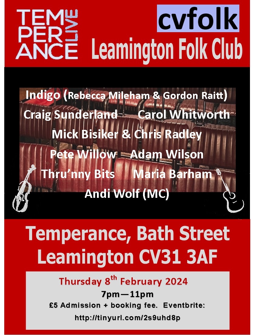 We've put together an all-star line-up for Leamington Folk Club @TemperanceCafe, Feb 8th. Details and tickets: fb.me/e/4PQYL1wzn