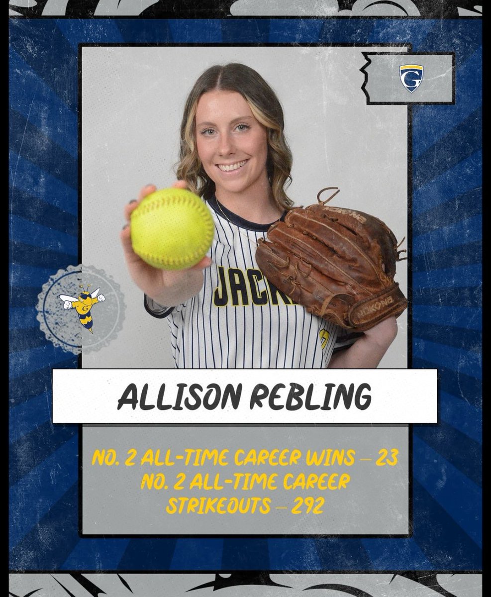Heading into our opening week 4-game series against Arlington-Baptist University…Allison Rebling sits at #2 All-Time with 23 career Pitching Wins &amp; #2 All-Time with 292 career Strikeouts! #GUSTop10