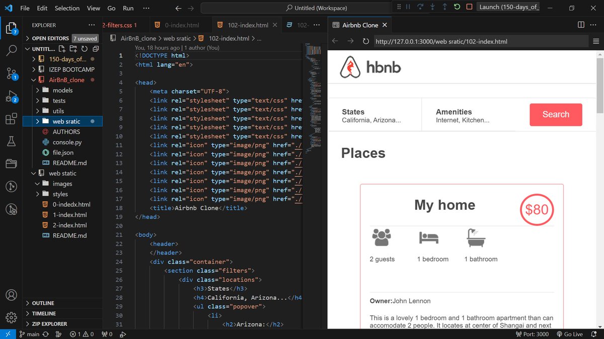 trendswave_'s tweet image. #Day_14_of_150_days_challange
AirBnB clone:
Finally completed the project.
There is a big difference between doing something and working with a framework. Follow the rule and you will smile
#150_days_of_code #programmingisfun #daysofcode #ALX_SE #buildinpublic #Frontend #AirBnB