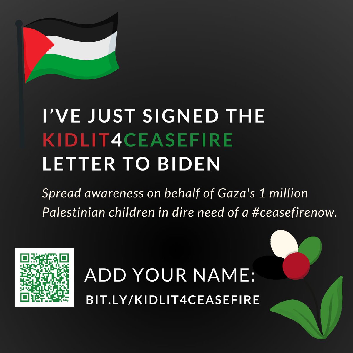 KILL YOUR DARLINGS is on book tour π (@dragonspleen) on Twitter photo Sign the #KidLit4Ceasefire letter to Biden by Jan. 28th! 1 million Palestinian children direly need a permanent #ceasefireNOW & humanitarian aid, which are being withheld with support of <a href="/POTUS/">President Donald J. Trump</a> & Congress! RAISE YOUR VOICE & RT! Every minute counts. bit.ly/KidLit4Ceasefiβ¦ Sign the #KidLit4Ceasefire letter to Biden by Jan. 28th! 1 million Palestinian children direly need a permanent #ceasefireNOW & humanitarian aid, which are being withheld with support of <a href="/POTUS/">President Donald J. Trump</a> & Congress! RAISE YOUR VOICE & RT! Every minute counts. bit.ly/KidLit4Ceasefiβ¦